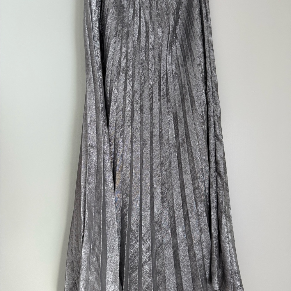 GAP Metallic Silver Midi Skirt